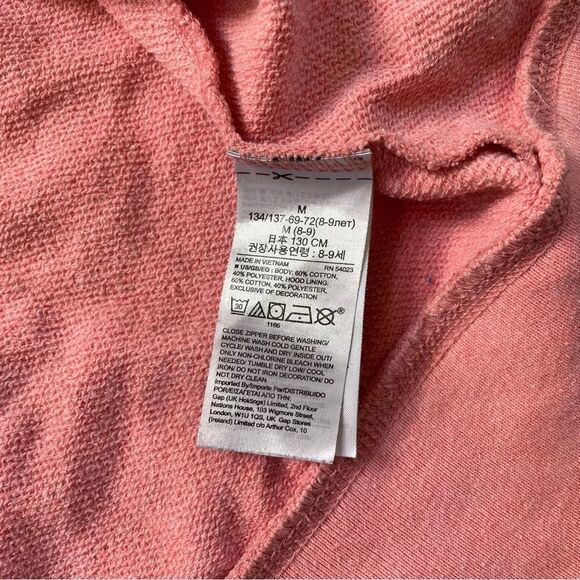 4/$25 Gap Logo Zip Up Hoodie Sweatshirt Girls Size Medium 8 Coral Pink - Picture 13 of 14